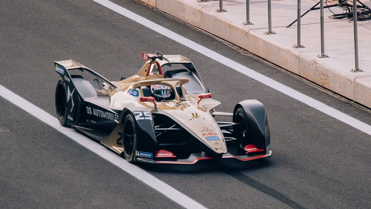 A pit lane during a motorsport event
