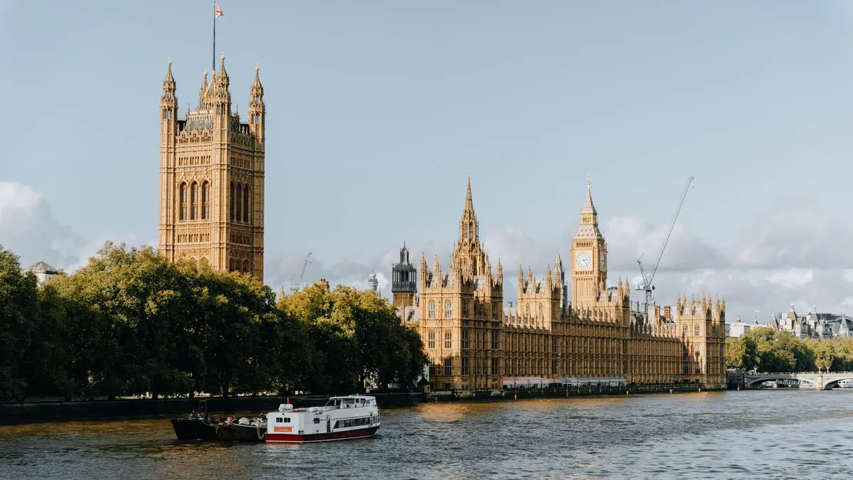 Gothic architectural detail of the Palace of Westminster