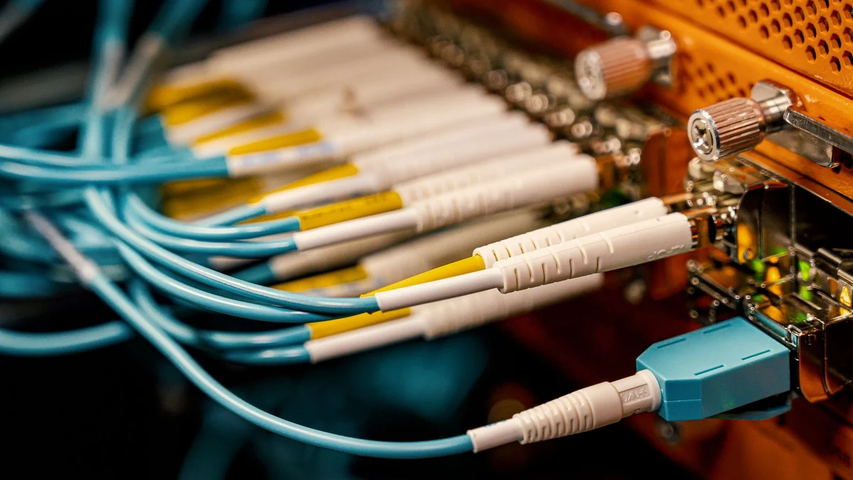 Fibre optic network switch with connected cables